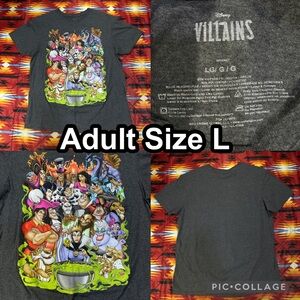 Disney Villains T-Shirt Mad Engine Adults Large L Graphic Tee Dark Gray